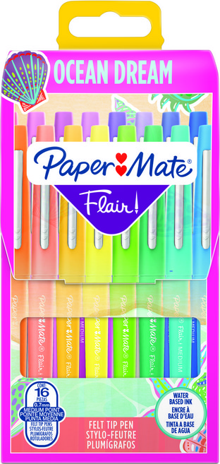 Paper Mate Flair 水性毛氈彩色筆, 1套, 16個