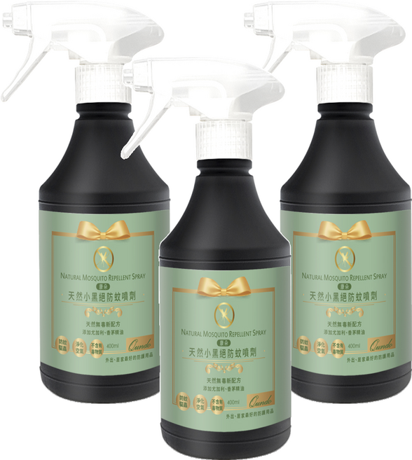QUNDO 康朵 天然小黑絕防蚊噴劑, 400ml, 3瓶