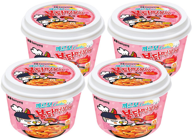 SAMYANG 三養 火辣雞肉風味辣炒年糕 奶油白醬風味 碗裝, 179g, 4入