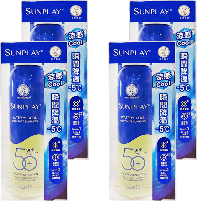 MENTHOLATUM 曼秀雷敦 SUNPLAY 台灣公司貨 防曬噴霧 酷涼清爽型 PA++++, 165ml, 4罐