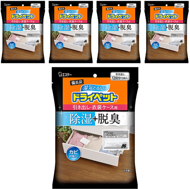 ST 雞仔牌 Drypet 備長炭吸濕包 抽屜衣櫃用 12個, 300g, 5袋