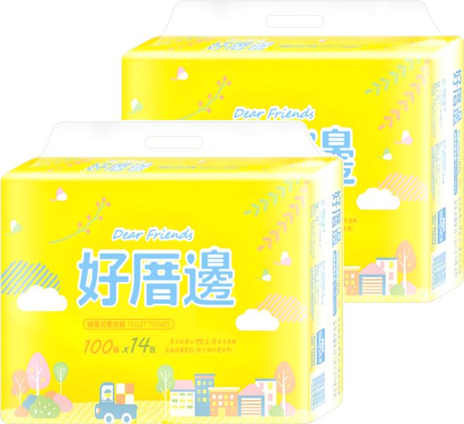好厝邊 抽取式衛生紙 100抽, 2個, 14個裝