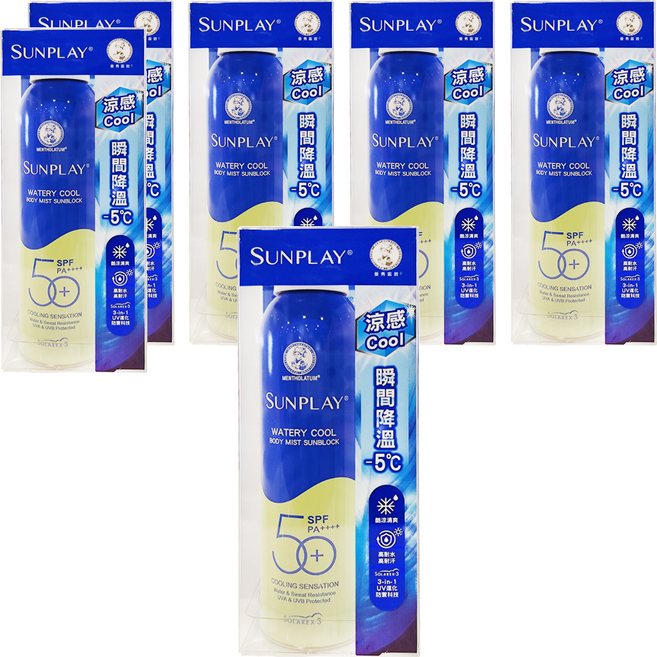 MENTHOLATUM 曼秀雷敦 SUNPLAY 台灣公司貨 防曬噴霧 酷涼清爽型 PA++++, 165ml, 6罐
