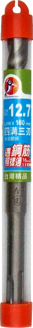 PANRICO 百利世 四溝三刃可鑽鋼筋鑽頭 12.7 x 160mm, 1個