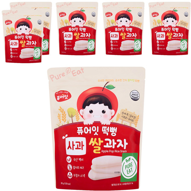 Pure Eat 幼兒米餅, 蘋果, 30g, 6包