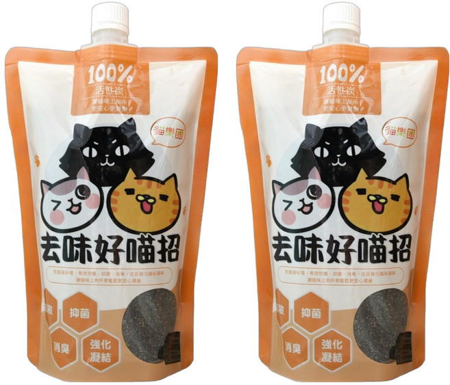 ParkCat 貓樂園 新鮮好喵招 貓砂專用除臭活性碳, 800ml, 385g, 2包, 無香料