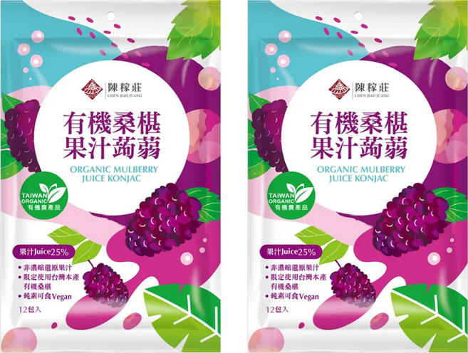 陳稼莊 有機桑椹果汁蒟蒻 12包, 240g, 2袋