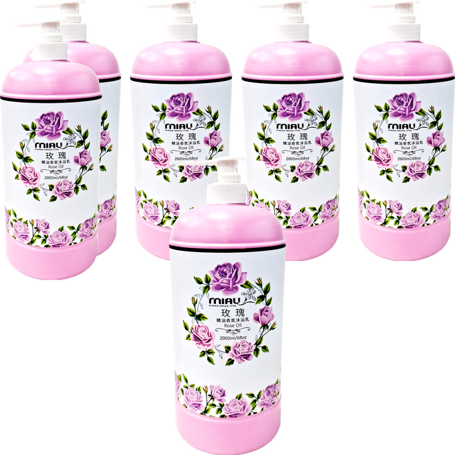 MIAU 精油香氛沐浴乳 玫瑰, 2L, 6件