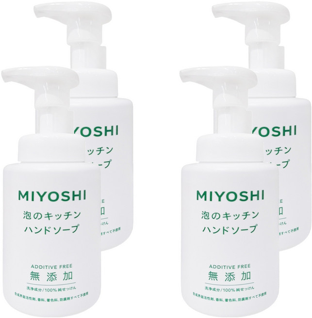 MIYOSHI 無添加 廚房泡沫洗手乳, 250ml, 4瓶