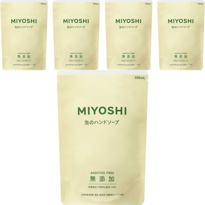 MIYOSHI 玉之肌 無添加泡沫洗手乳補充包, 300ml, 5包
