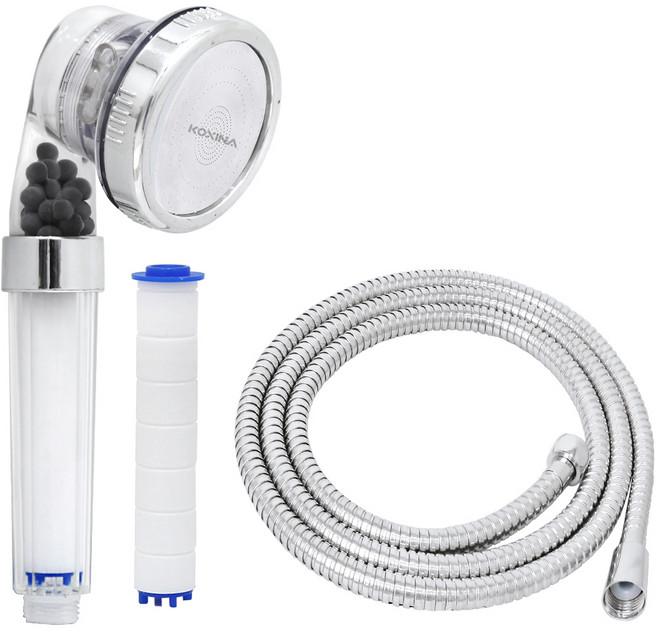 KOXINA Pure Plus 3段式蓮蓬頭 + 濾心 1ea + 2.0M 淋浴軟管, 1個