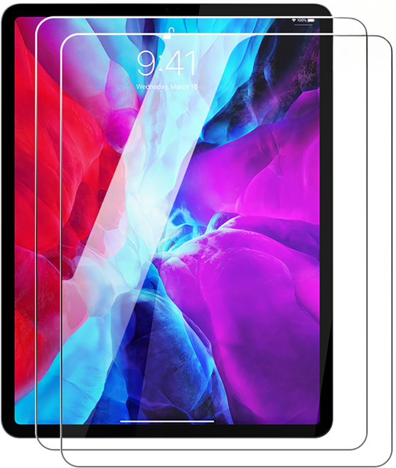 pines iPad Premium 鋼化玻璃螢幕保護貼 2個裝, 透明色, 1個
