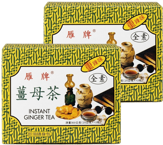 雁牌 重辣薑母茶, 25g, 12包, 2盒