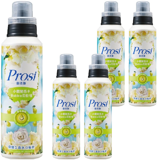 Prosi 普洛斯 小蒼蘭香水Bubble柔軟精 添加護色抗皺配方 無添加螢光劑, 570ml, 5瓶