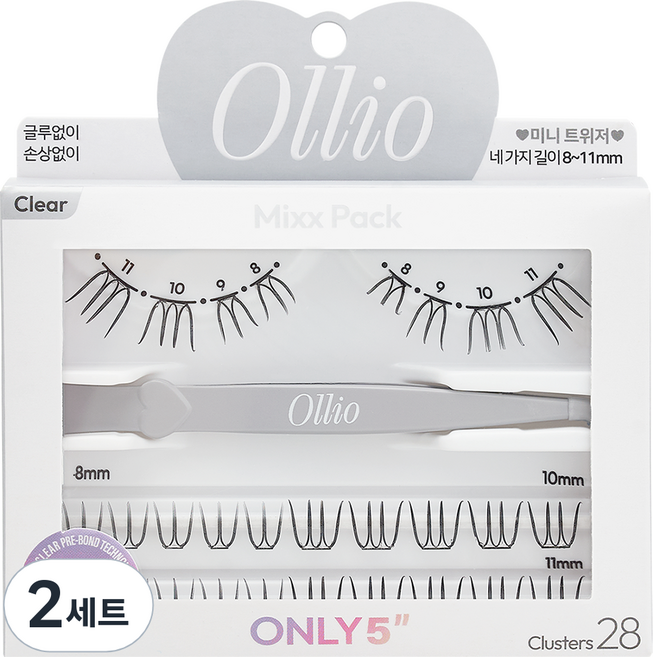 Ollio 免膠假睫毛綜合包 無色無味透明組合, 2個, 混合色