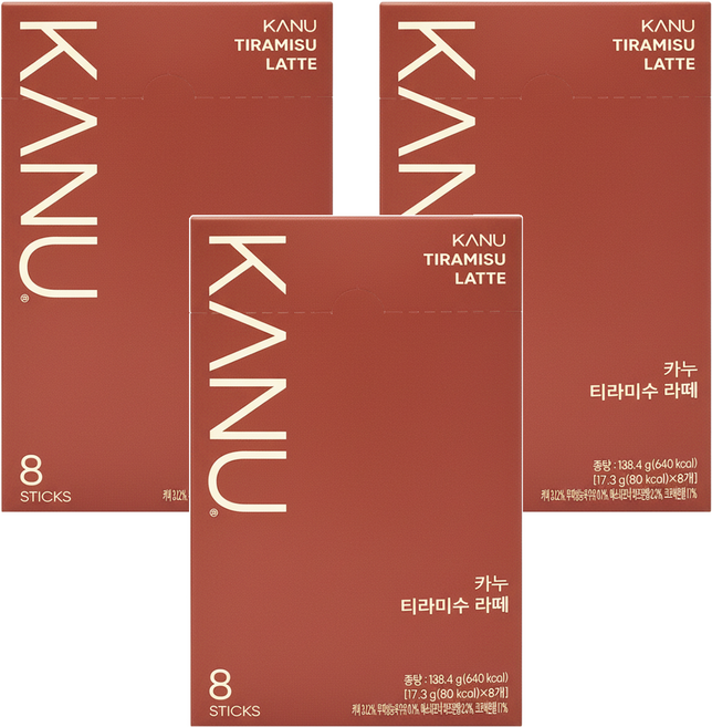 KANU 提拉米蘇拿鐵咖啡, 17.3g, 8包, 3盒