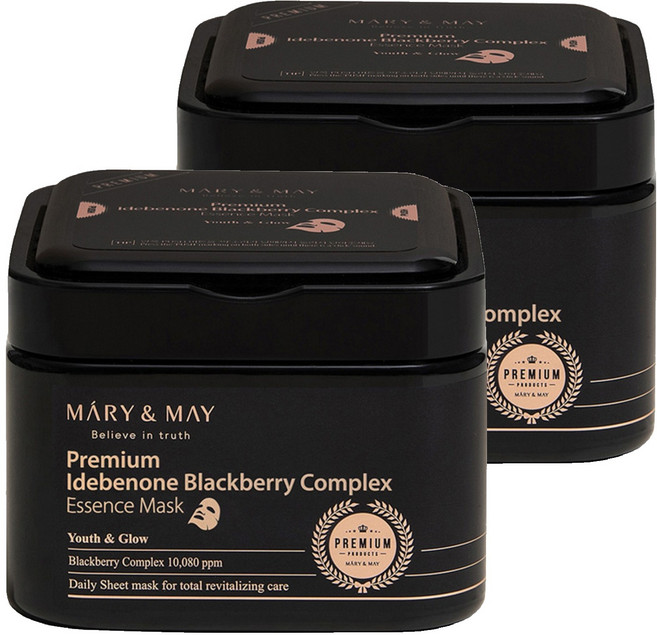 MARY&MAY 優質艾地苯黑莓複合精華抽取式面膜, 20片, 2盒