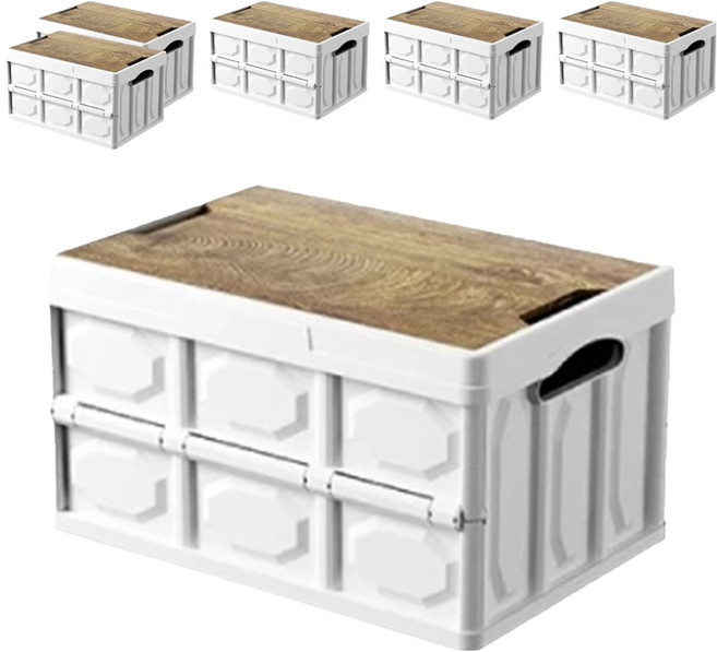 木蓋收納箱 882g 18L, 象牙白, 6個