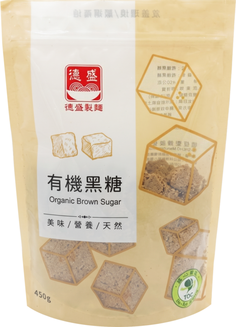 德盛 有機黑糖, 450g, 1個