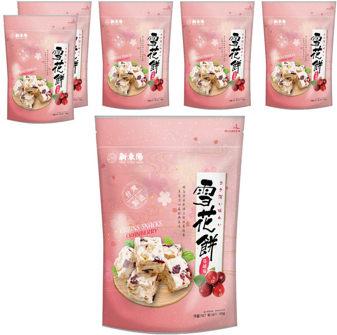 新東陽 雪花餅 蔓越莓, 180g, 6包