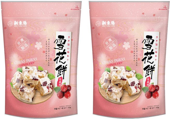 新東陽 雪花餅 蔓越莓, 180g, 2包