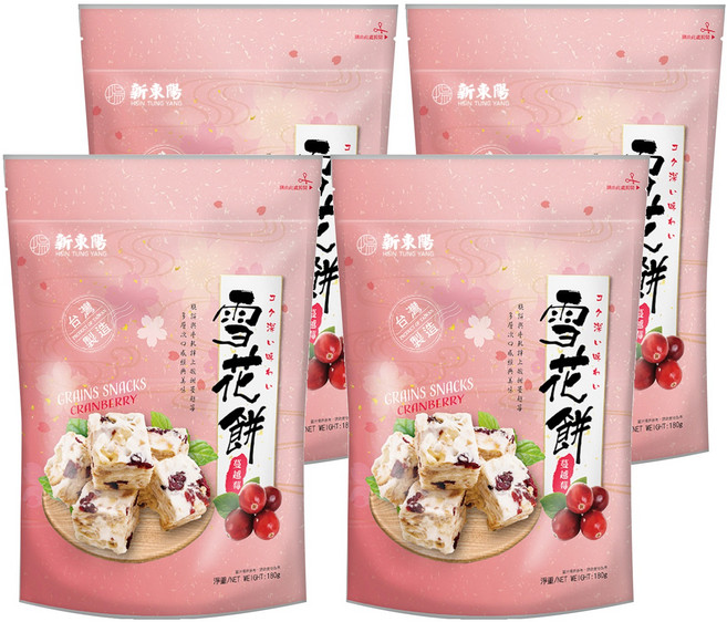 新東陽 雪花餅 蔓越莓, 180g, 4包