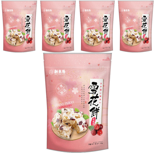 新東陽 雪花餅 蔓越莓, 180g, 5包