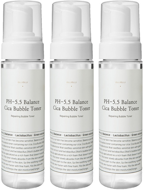 OLLIOLLI pH5.5 平衡積雪草泡泡化妝水, 200ml, 3個