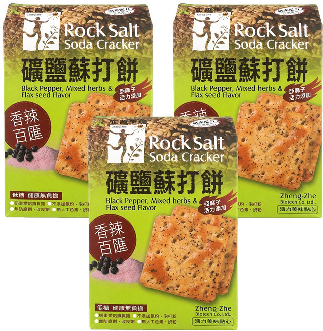 正哲生技 礦鹽蘇打餅 香辣百匯, 380g, 3包
