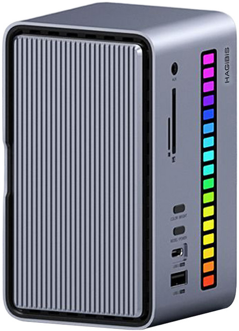 HAGiBiS 海備思 桌面式Type-C多功能節奏燈擴充器18合1 U100Ultra, 銀色, 1個