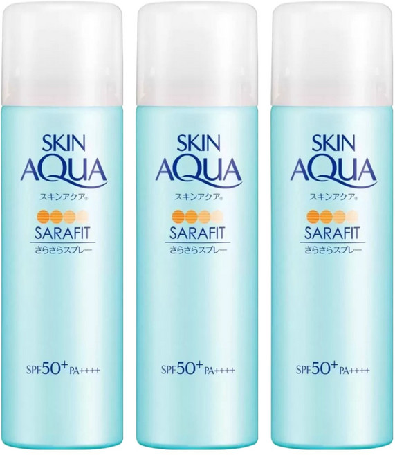 SKIN AQuA 水潤肌 台灣公司貨 瞬間清爽防曬噴霧 SPF50+ PA++++ 無香料, 50g, 3瓶