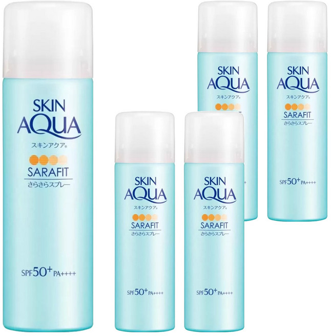 SKIN AQuA 水潤肌 台灣公司貨 瞬間清爽防曬噴霧 SPF50+ PA++++ 無香料, 50g, 5瓶