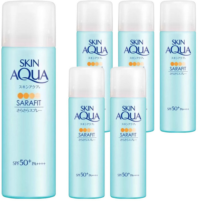 SKIN AQuA 水潤肌 台灣公司貨 瞬間清爽防曬噴霧 SPF50+ PA++++ 無香料, 50g, 6瓶