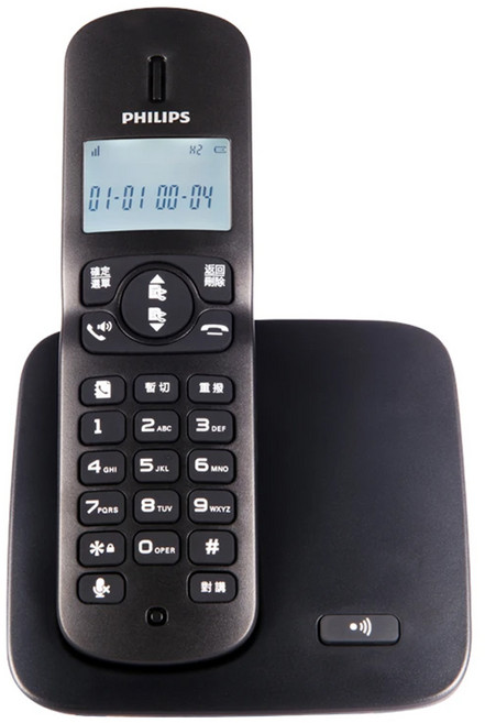 PHILIPS 飛利浦 中文顯示2.4GHz數位無線電話 黑色, DCTG1861
