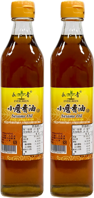 EVERGREEN 長青 小磨香油, 500ml, 2瓶