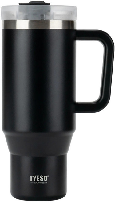 TYESO 泰碩 304不鏽鋼手提雙飲冰霸杯 TS-8866, 900ml, 1個, 黑色
