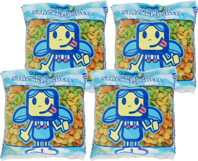 QQ pasta 三色稜紋貝殼麵, 500g, 4包