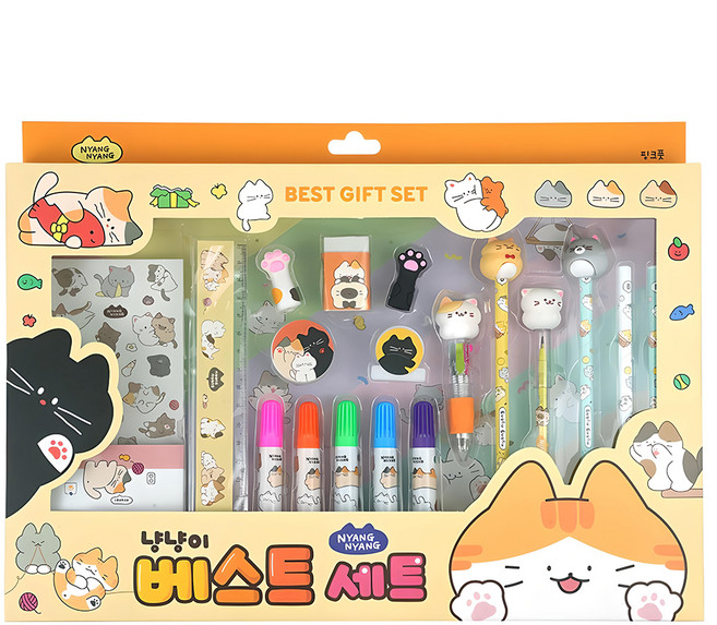 PINKFOOT 10000 貓咪最佳文具組, 黃色, 1組