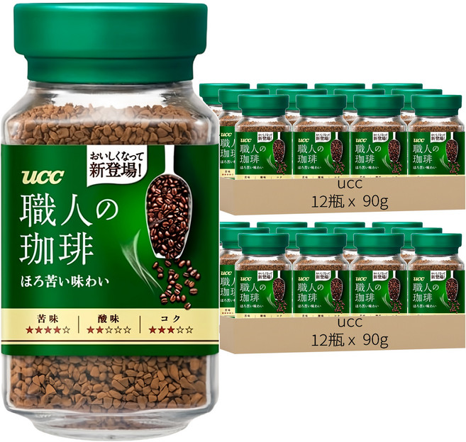 ucc 職人的珈琲 職人苦味即溶咖啡, 90g, 1入, 24瓶