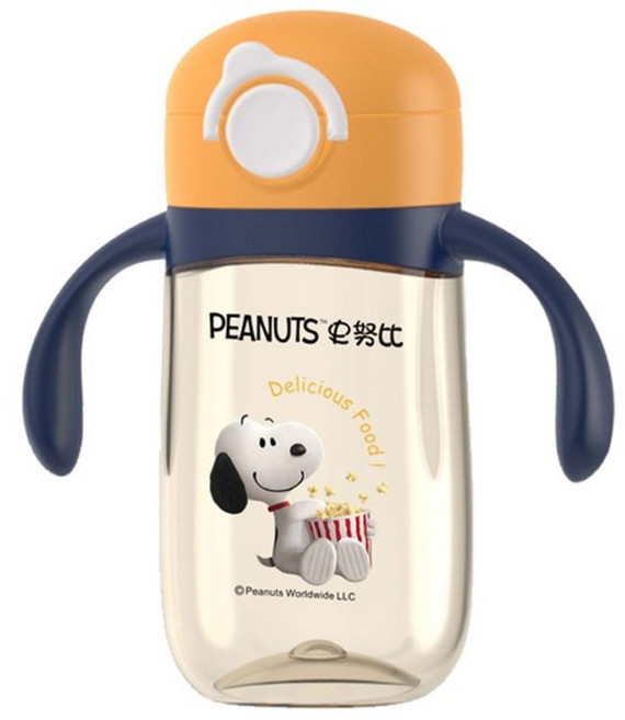 PEANUTS 史努比 小哈利彈蓋PPSU學飲杯, 甜橙橘, 260ml, 1個