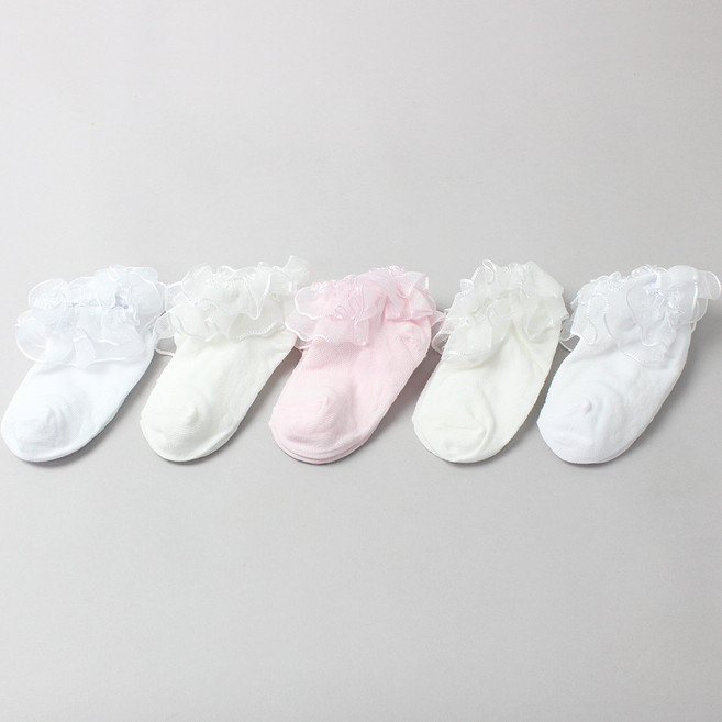 Kids Future 女童糖果蕾絲中筒襪 5入
