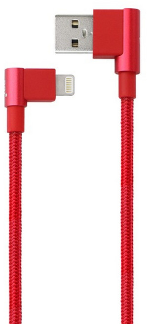 pqi 勁永 L型編織充電線, 30cm, 紅色, 1條