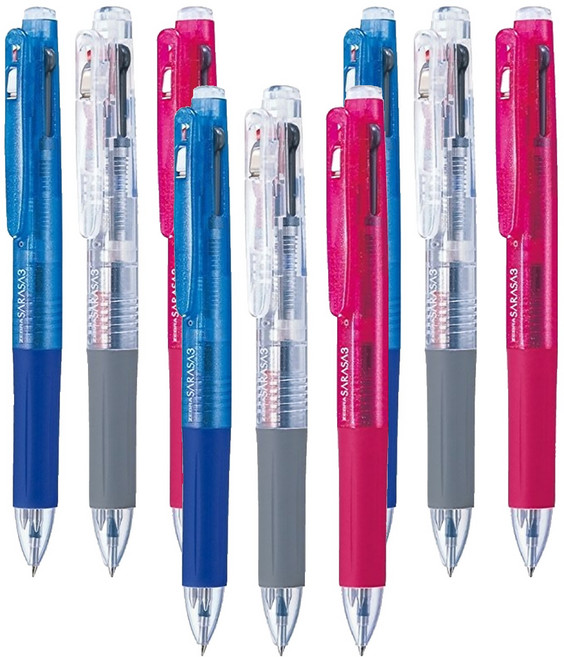 ZEBRA 斑馬牌 SARASA 3色原子筆 0.5mm, 顏色隨機, 9支