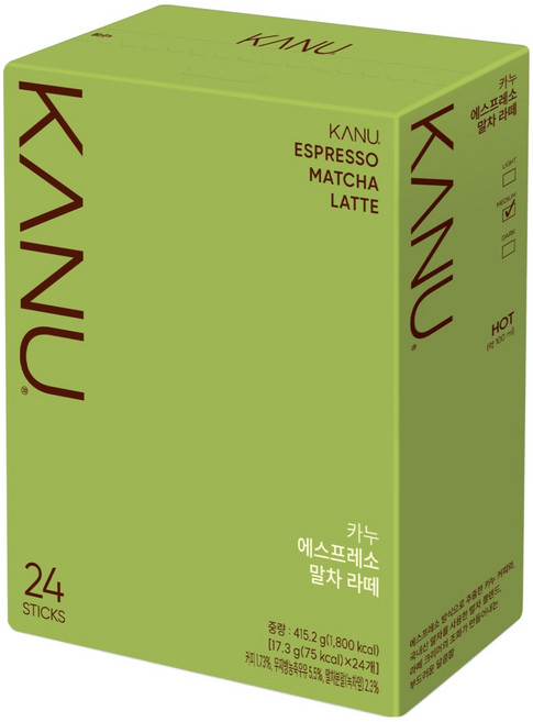 KANU 義式濃縮抹茶拿鐵三合一咖啡, 17.3g, 24入, 1個