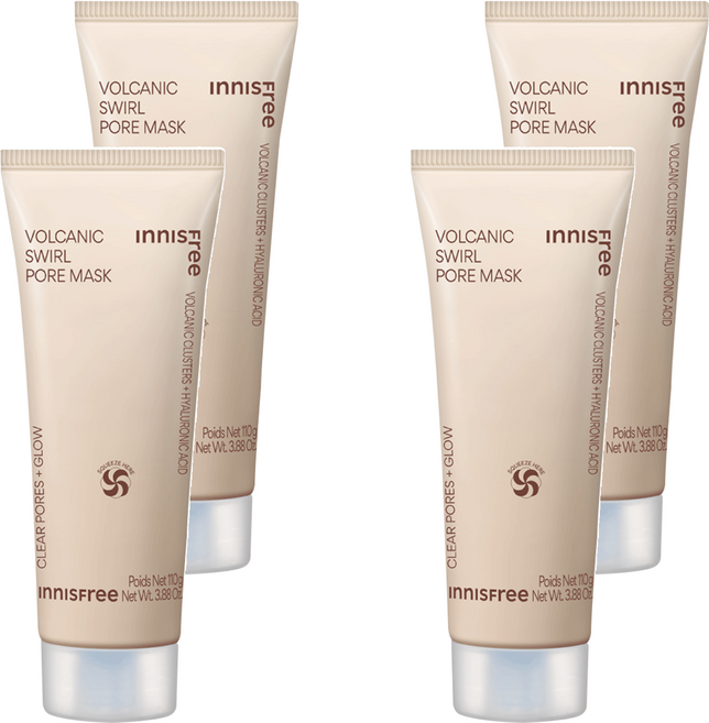 INNISFREE 台灣公司貨 火山泥雙效毛孔潔淨面膜 110g, 1入, 4條
