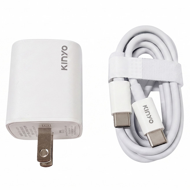 Kinyo 40W 雙孔 USB-C 充電組 PD/QC 快充 GaN技術 白色 APDCB140W