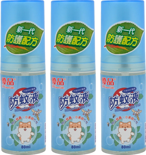 優品 防蚊液, 80ml, 3瓶