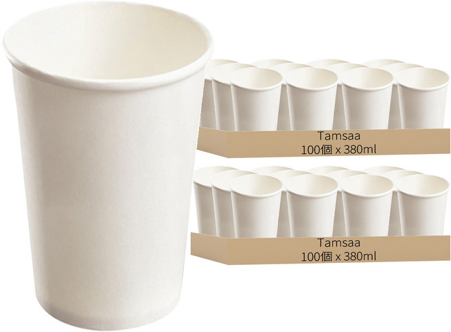 Tamsaa 純白紙杯 380ml, 100個, 2組