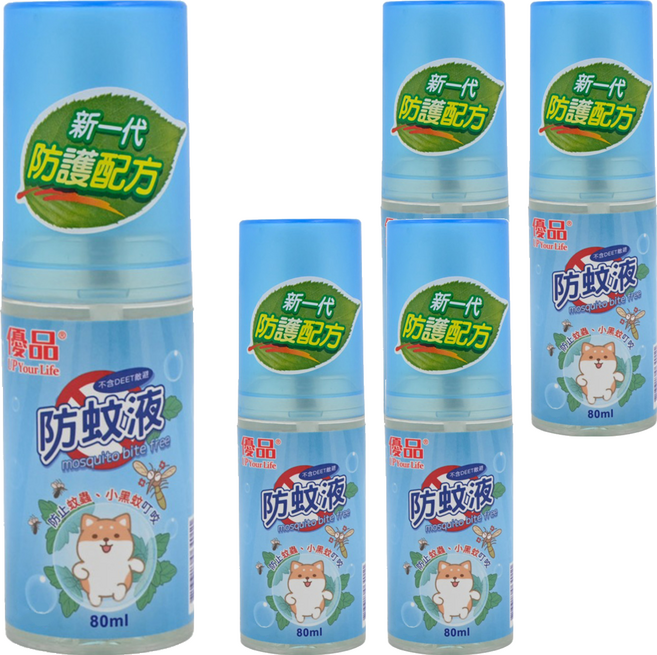 優品 防蚊液, 80ml, 5瓶