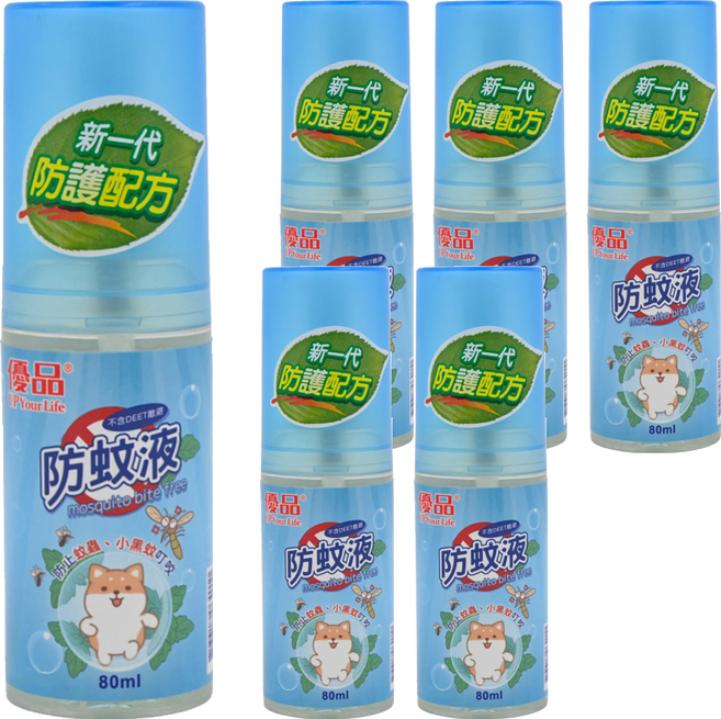 優品 防蚊液, 80ml, 6瓶